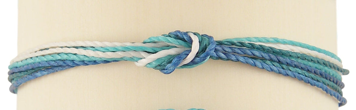 Blue Hues Handmade Wax Cord Reef Knot Anklet