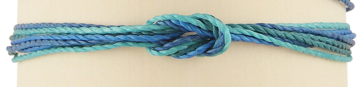 Blue Hues Handmade Wax Cord Reef Knot Anklet
