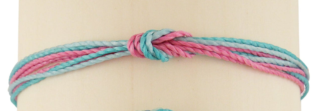 Pastel Hues Handmade Wax Cord Reef Knot Anklet