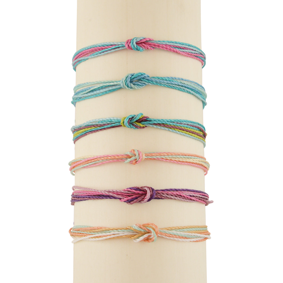Pastel Hues Handmade Wax Cord Reef Knot Anklet