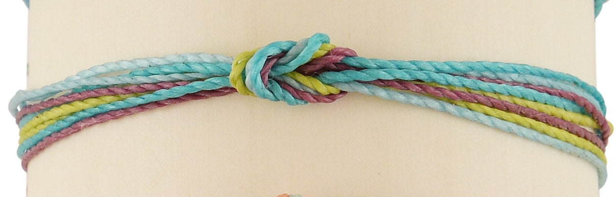 Pastel Hues Handmade Wax Cord Reef Knot Anklet