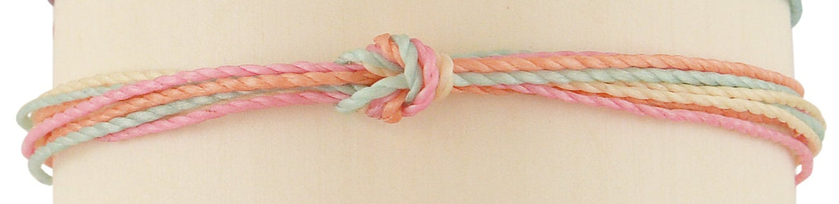 Pastel Hues Handmade Wax Cord Reef Knot Anklet