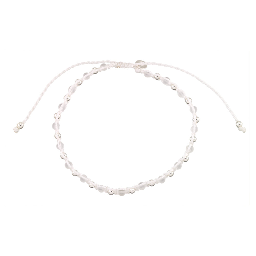 Metal Bead White Cord Anklet