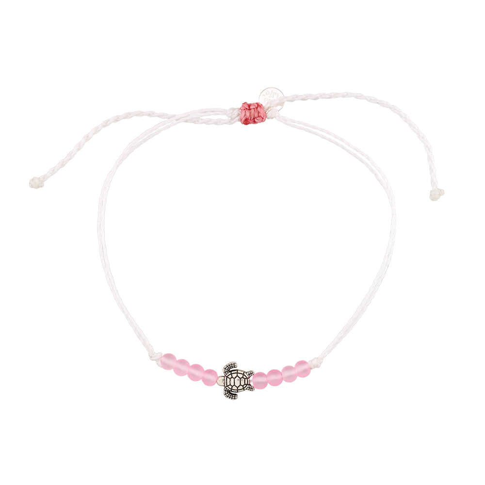 &quot;Give Back&quot; Wax Cord Frosted Bead/Metal Turtle Anklet