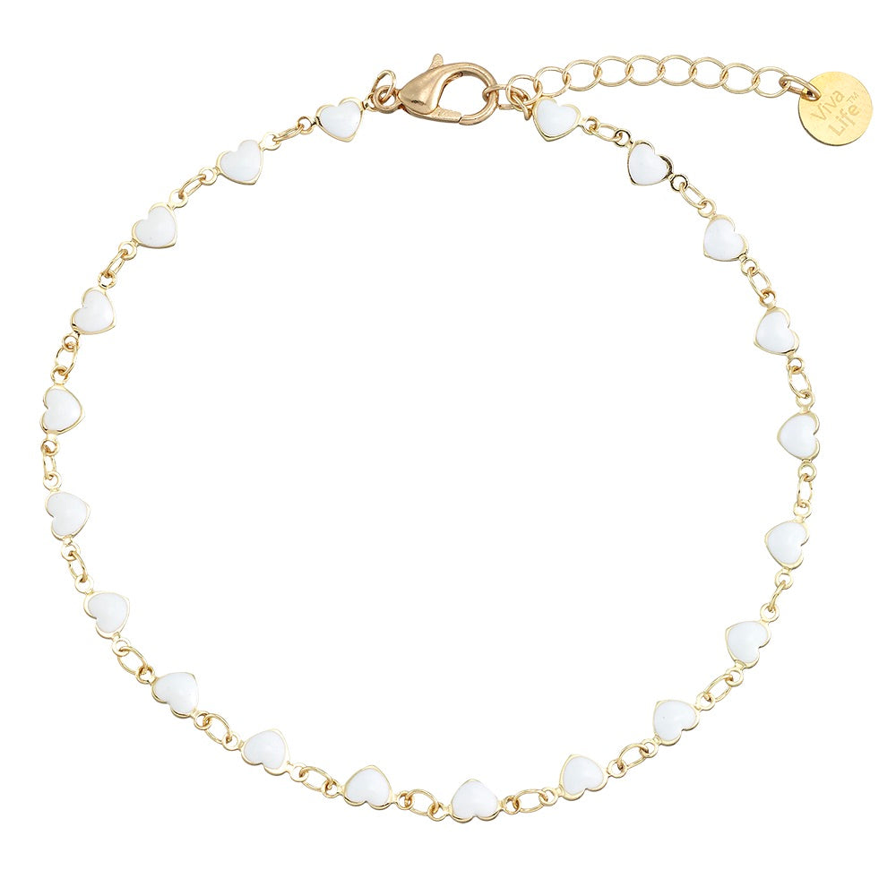 Enamel Heart Anklet