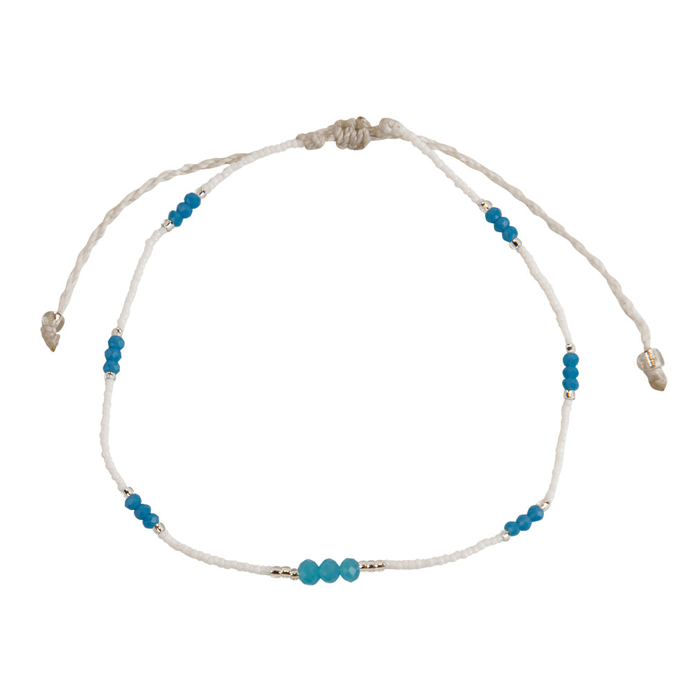 Seed Bead and Faceted Bead Wax Cord Anklet