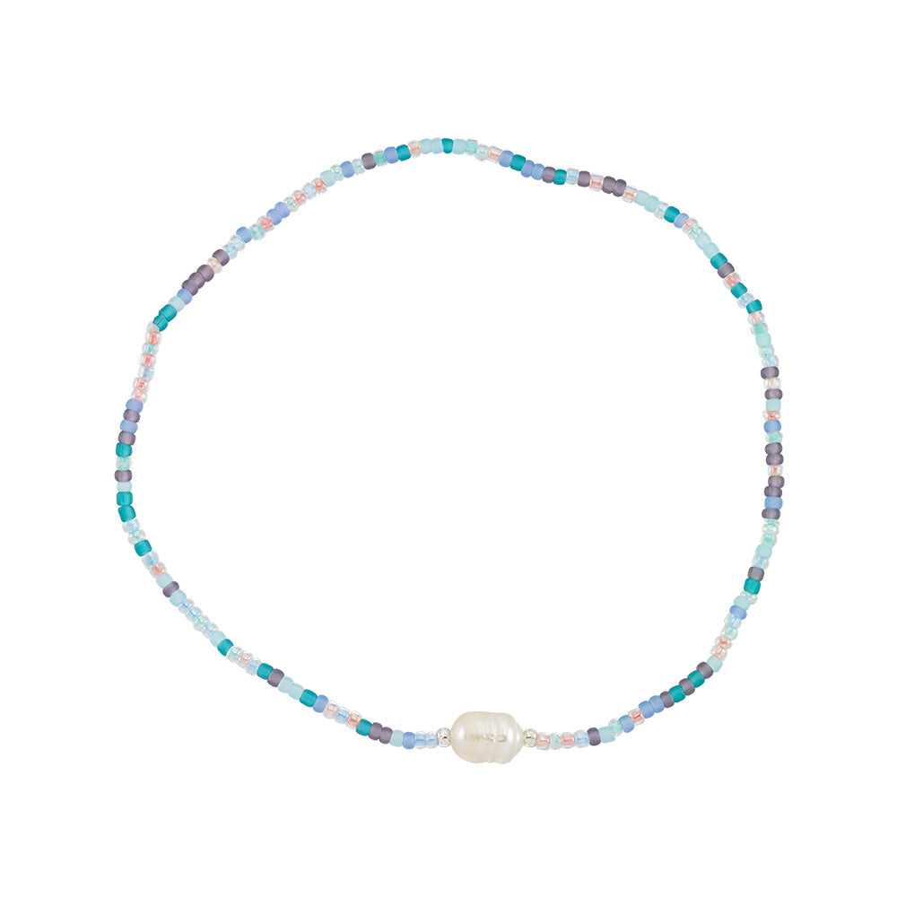 Frosted Seed Bead and Fresh Water Pearl Anklet