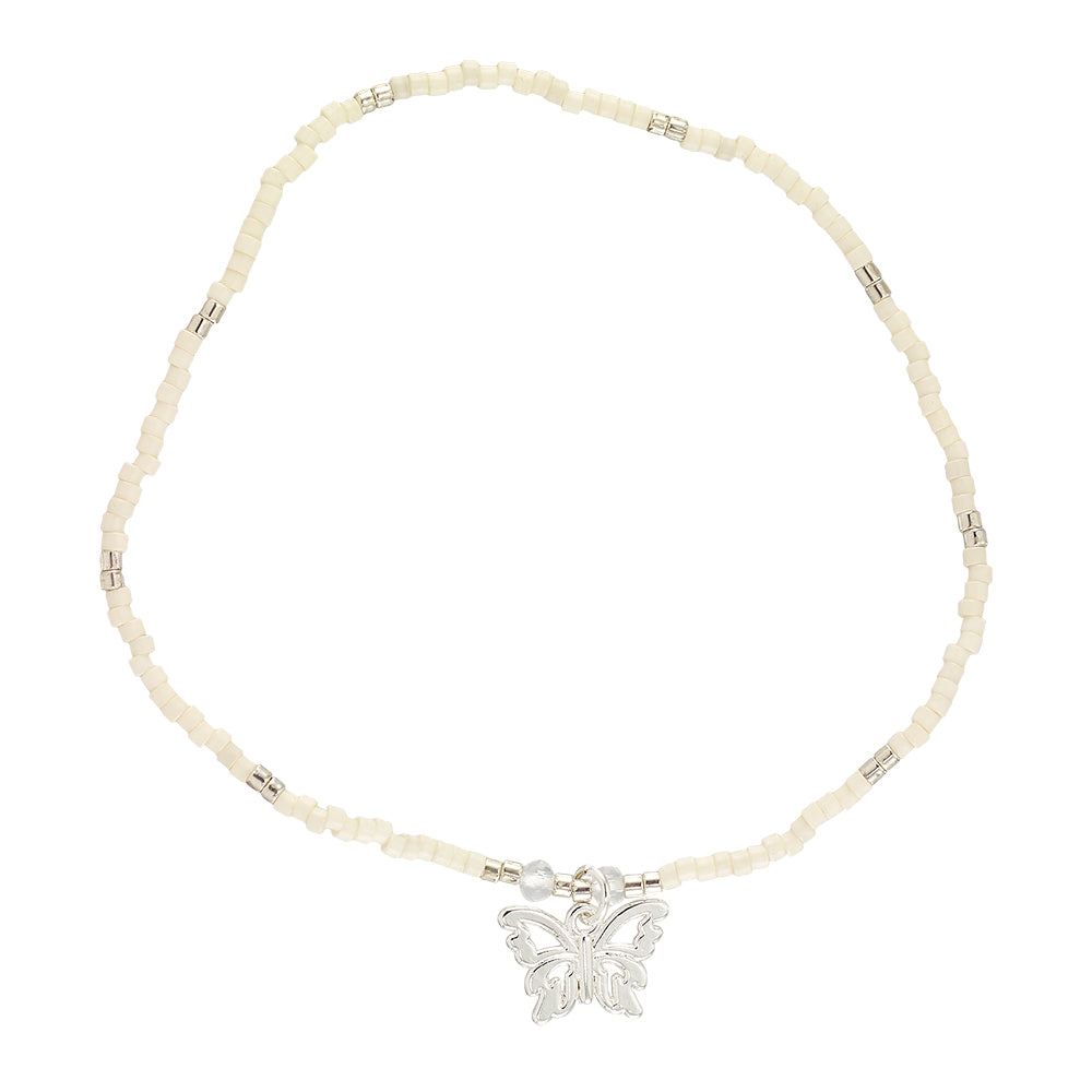 Pastel Seedbead Butterfly Charm Anklet