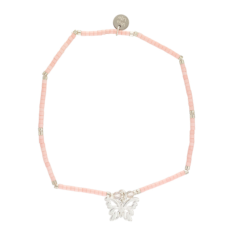 Pastel Seedbead Butterfly Charm Anklet