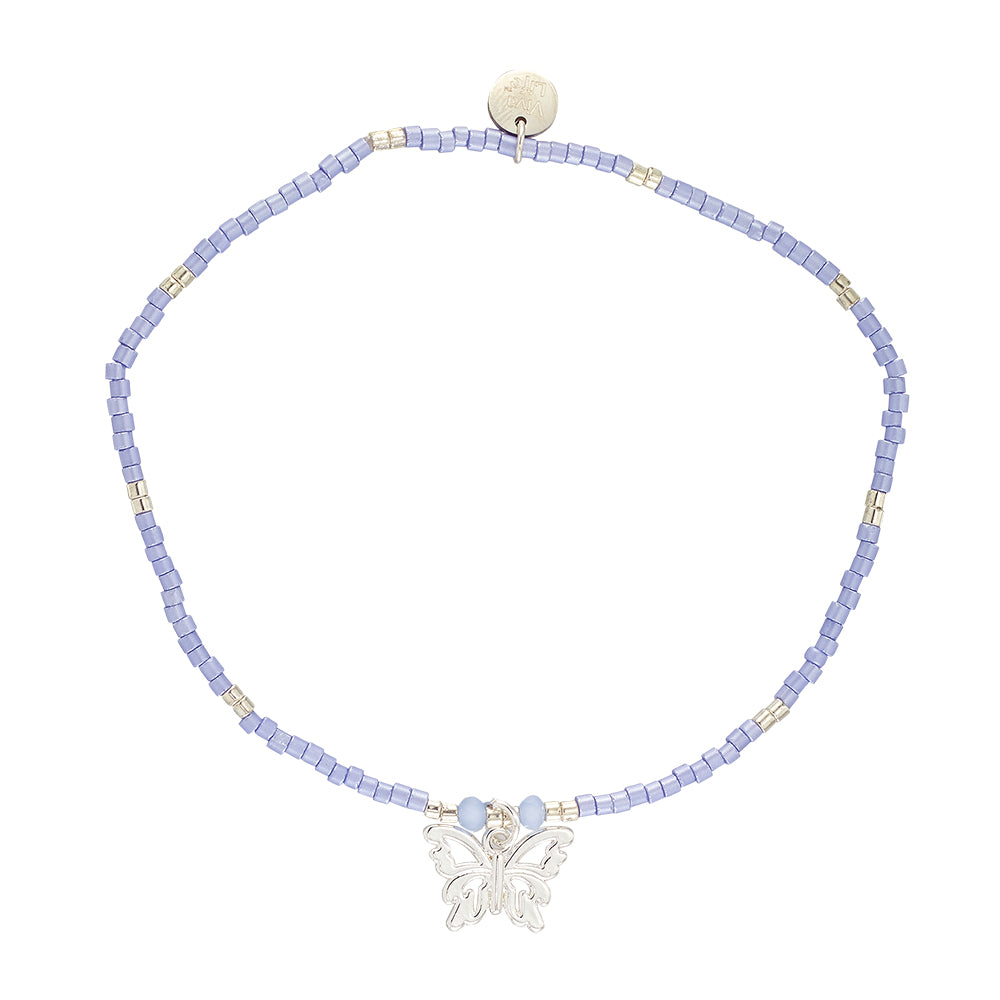Pastel Seedbead Butterfly Charm Anklet