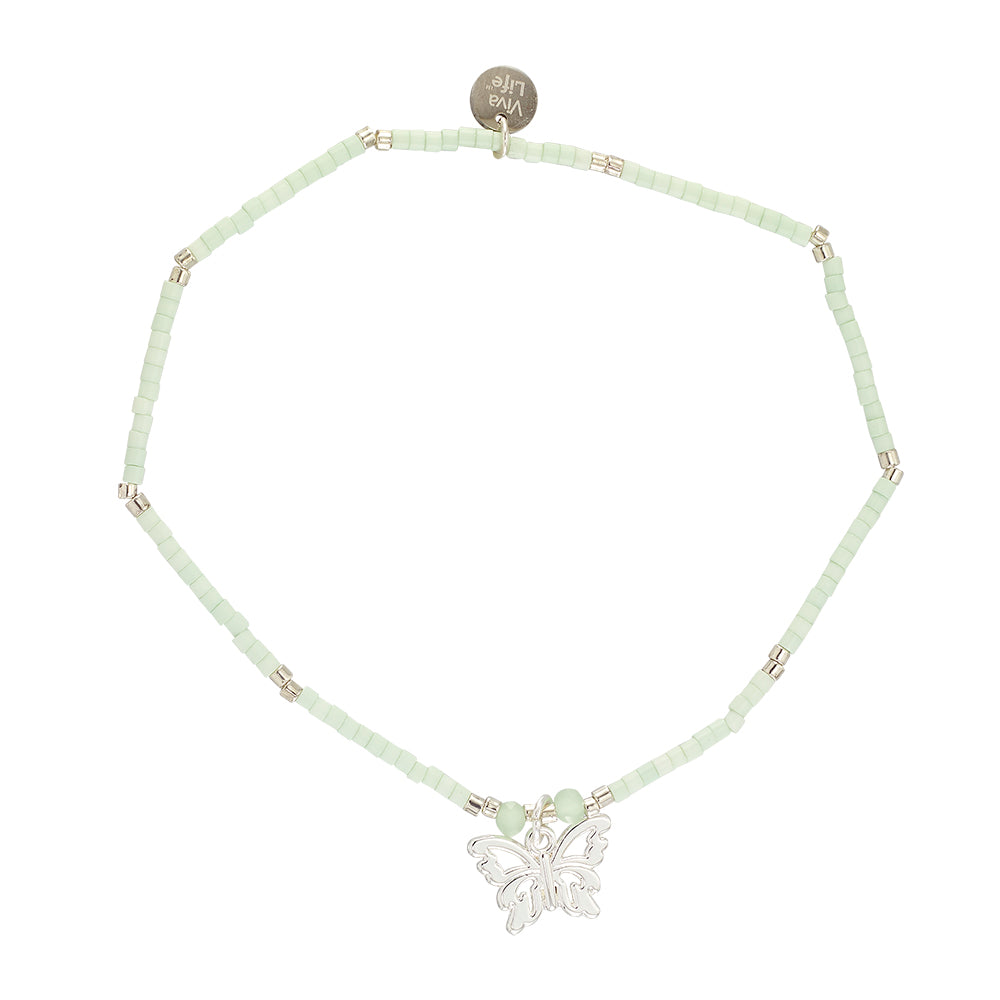 Pastel Seedbead Butterfly Charm Anklet