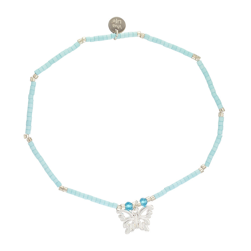 Pastel Seedbead Butterfly Charm Anklet