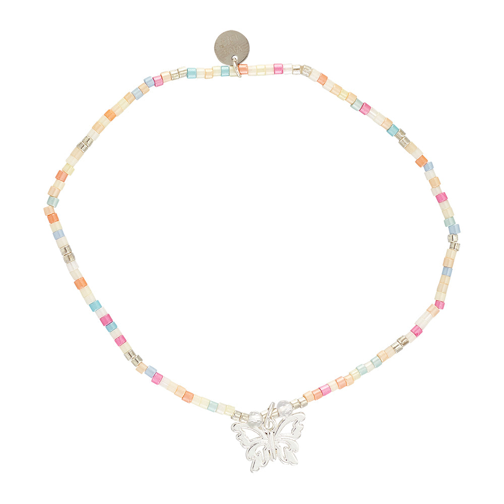 Pastel Seedbead Butterfly Charm Anklet