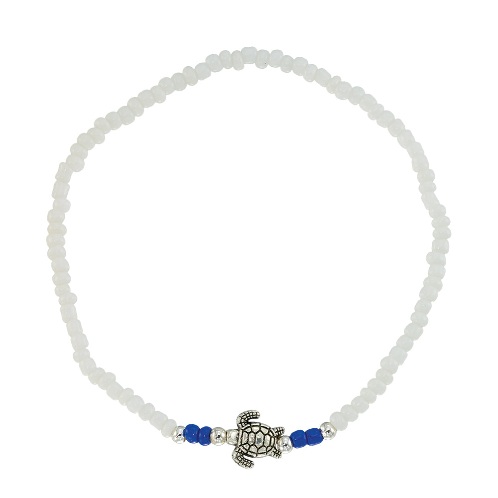 Metal Turtle Seedbead Stretch Anklet