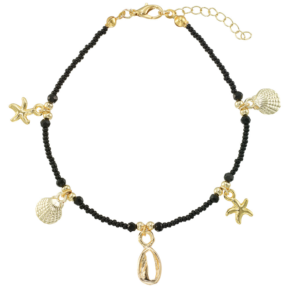 Multi Sealife Charm Seedbead Anklet