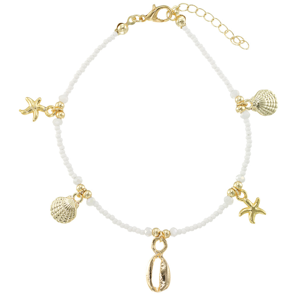 Multi Sealife Charm Seedbead Anklet