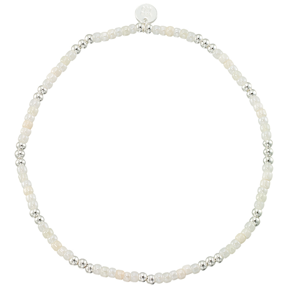 Pearlized Seedbead & Metal Bead Stretch Anklet