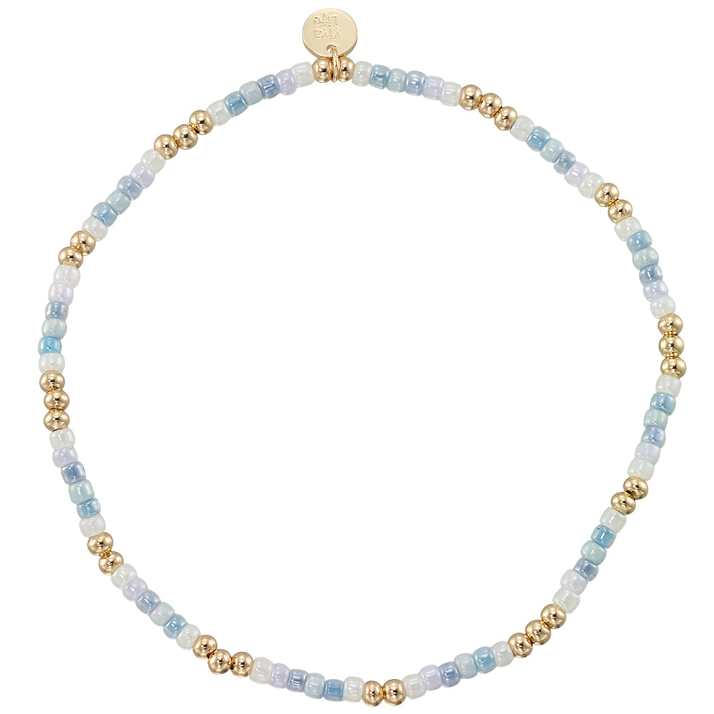 Pearlized Seedbead & Metal Bead Stretch Anklet