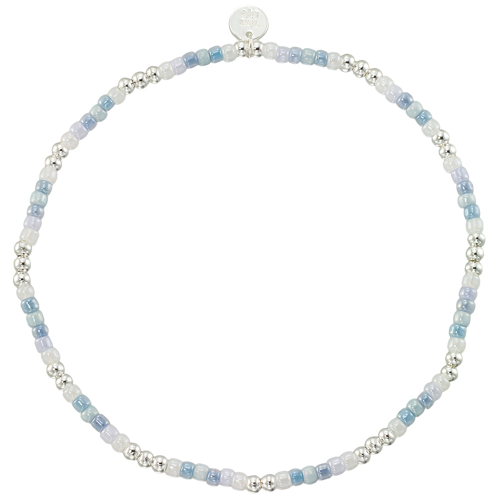Pearlized Seedbead & Metal Bead Stretch Anklet