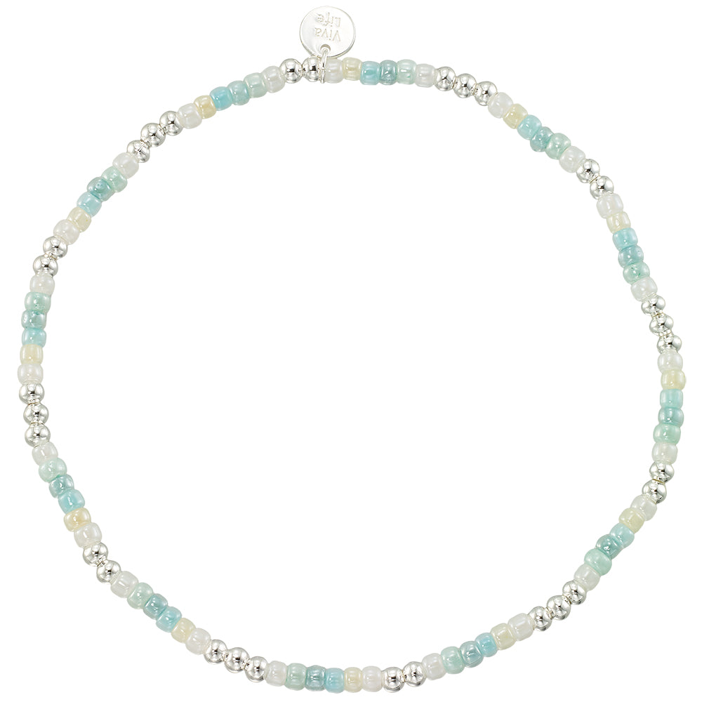 Pearlized Seedbead & Metal Bead Stretch Anklet