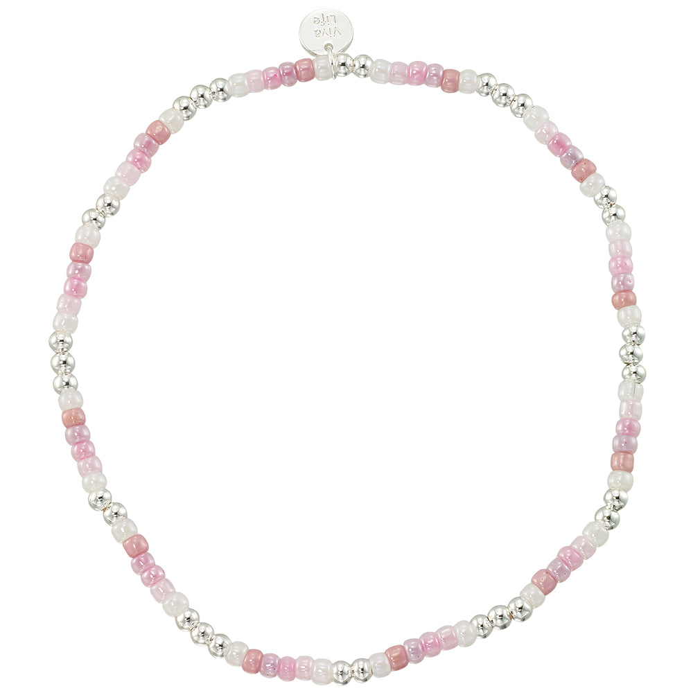 Pearlized Seedbead & Metal Bead Stretch Anklet