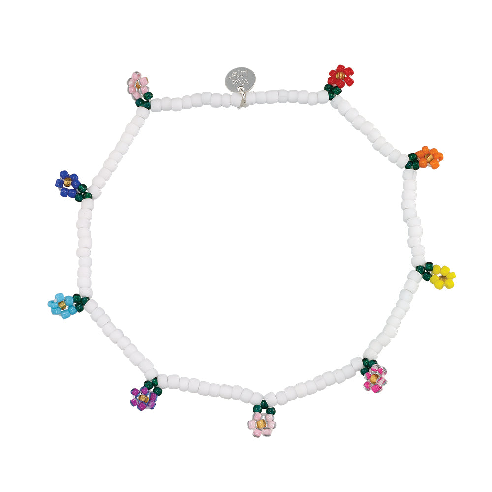 Multi Seedbead Flower Stretch Bracelet