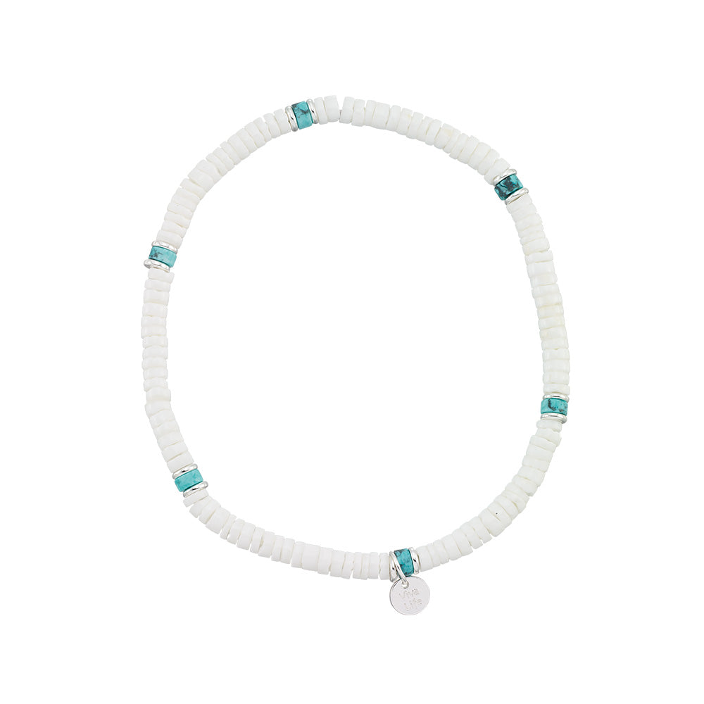 Clam Shell &amp; Stone Bead Stretch Anklet
