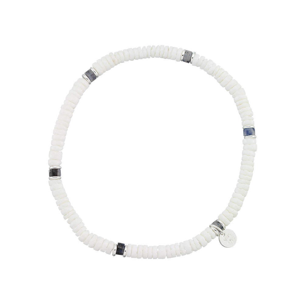 Clam Shell & Stone Bead Stretch Anklet