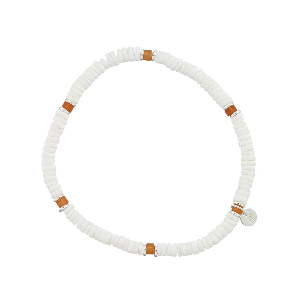 Clam Shell & Stone Bead Stretch Anklet