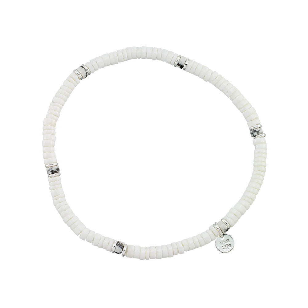 Clam Shell & Stone Bead Stretch Anklet