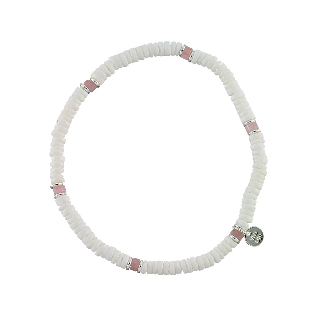 Clam Shell &amp; Stone Bead Stretch Anklet