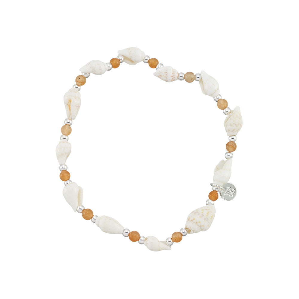 Nassa & Stone Bead Stretch Anklet