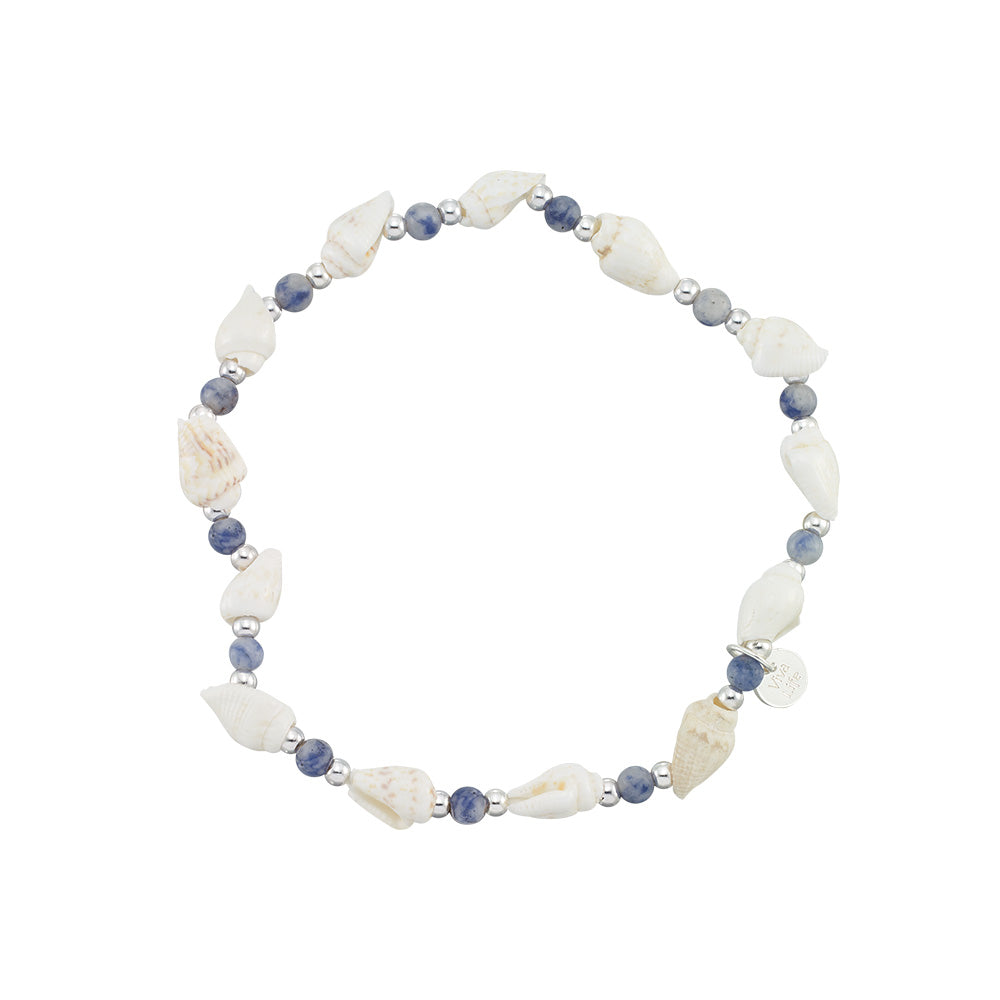 Nassa & Stone Bead Stretch Anklet