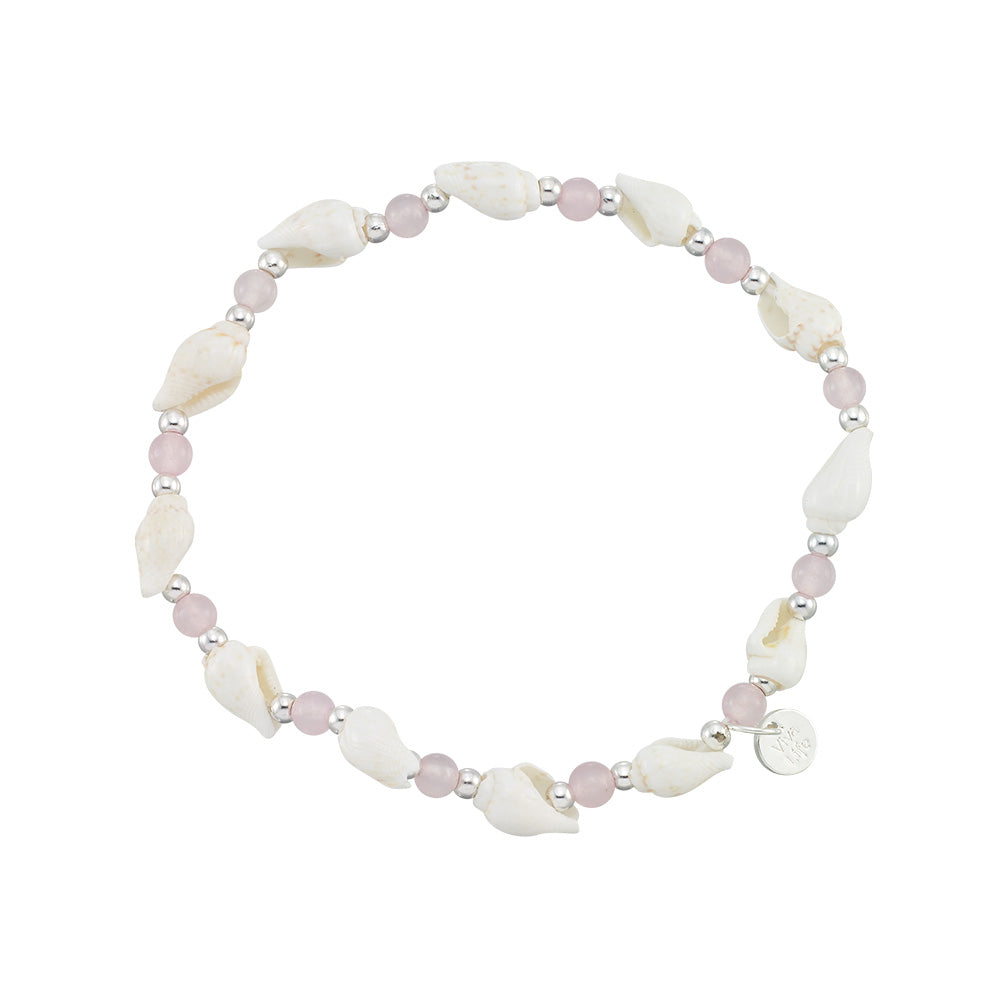 Nassa & Stone Bead Stretch Anklet