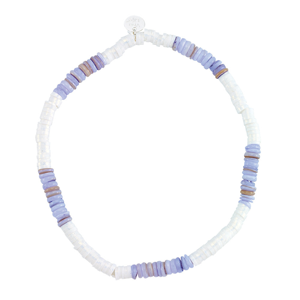 Shell and Pearlized Fimo Stretch Anklet