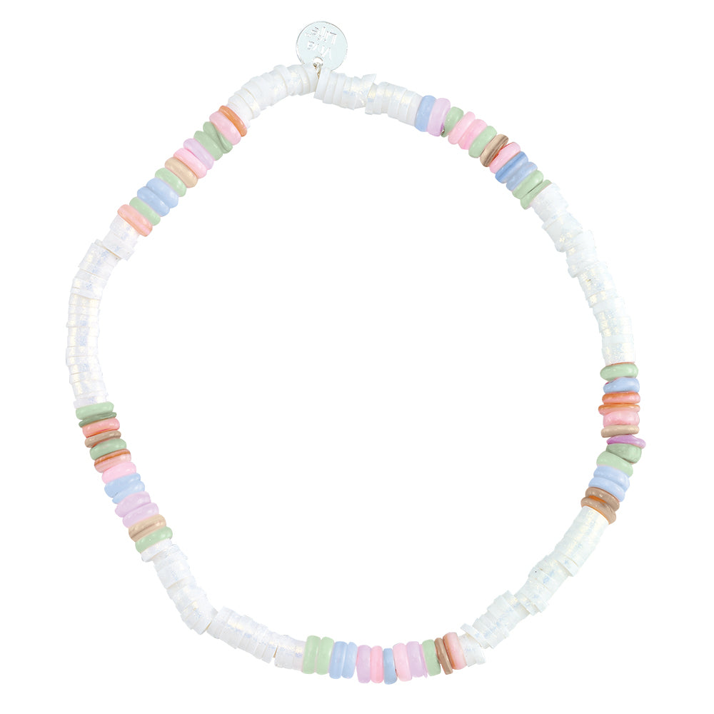 Shell and Pearlized Fimo Stretch Anklet