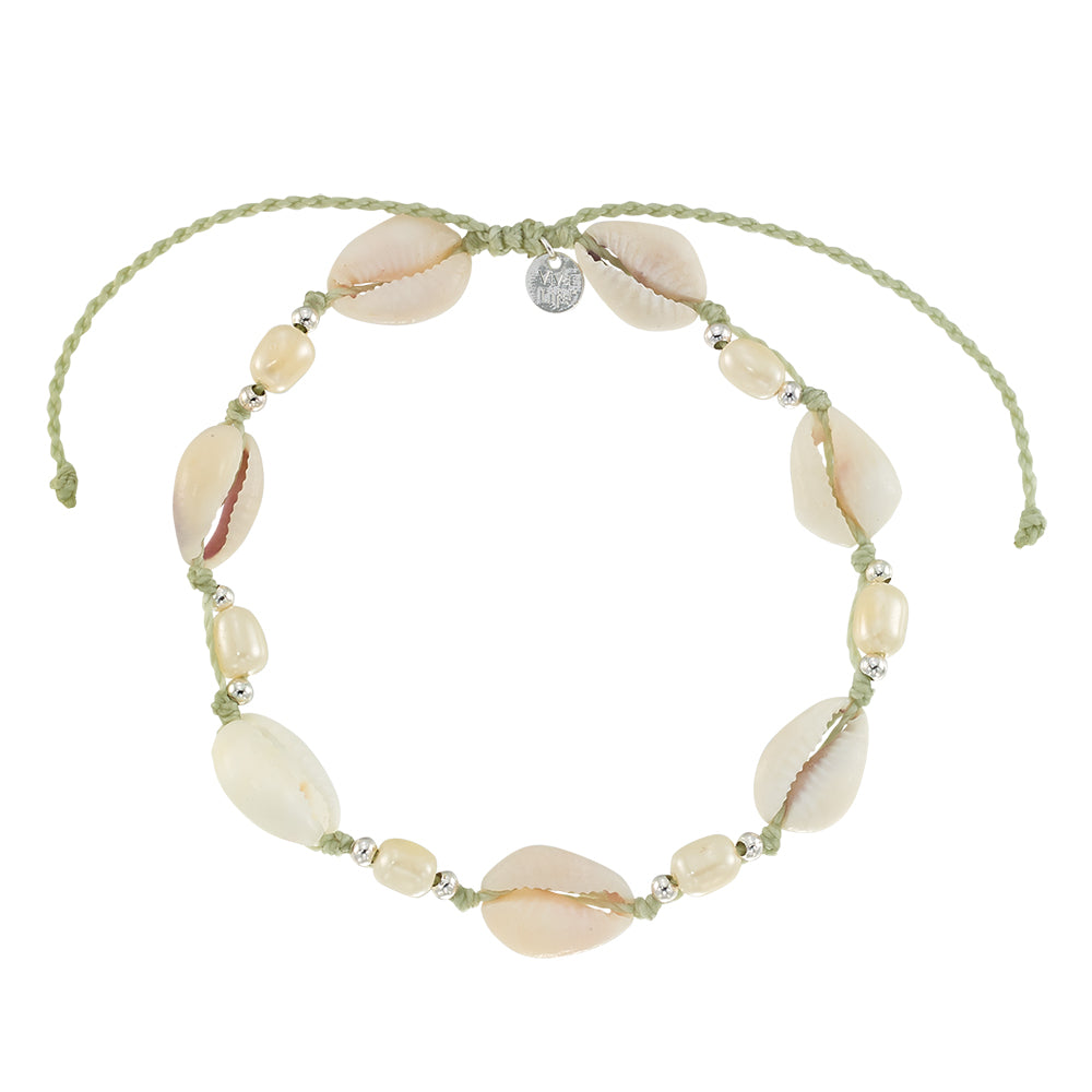 Adjustable Cowrie Shell and Pearl Anklet