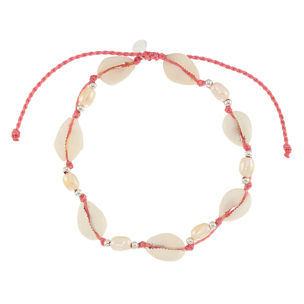 Adjustable Cowrie Shell and Pearl Anklet