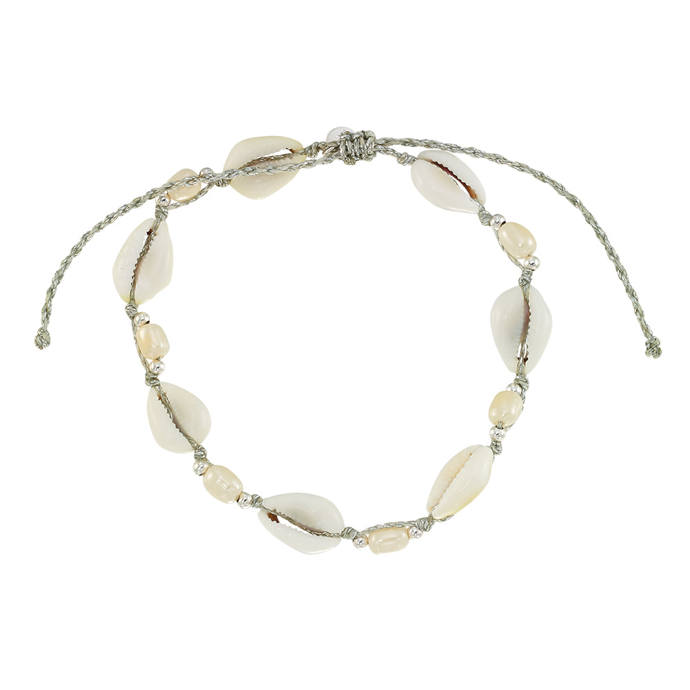 Adjustable Cowrie Shell and Pearl Anklet