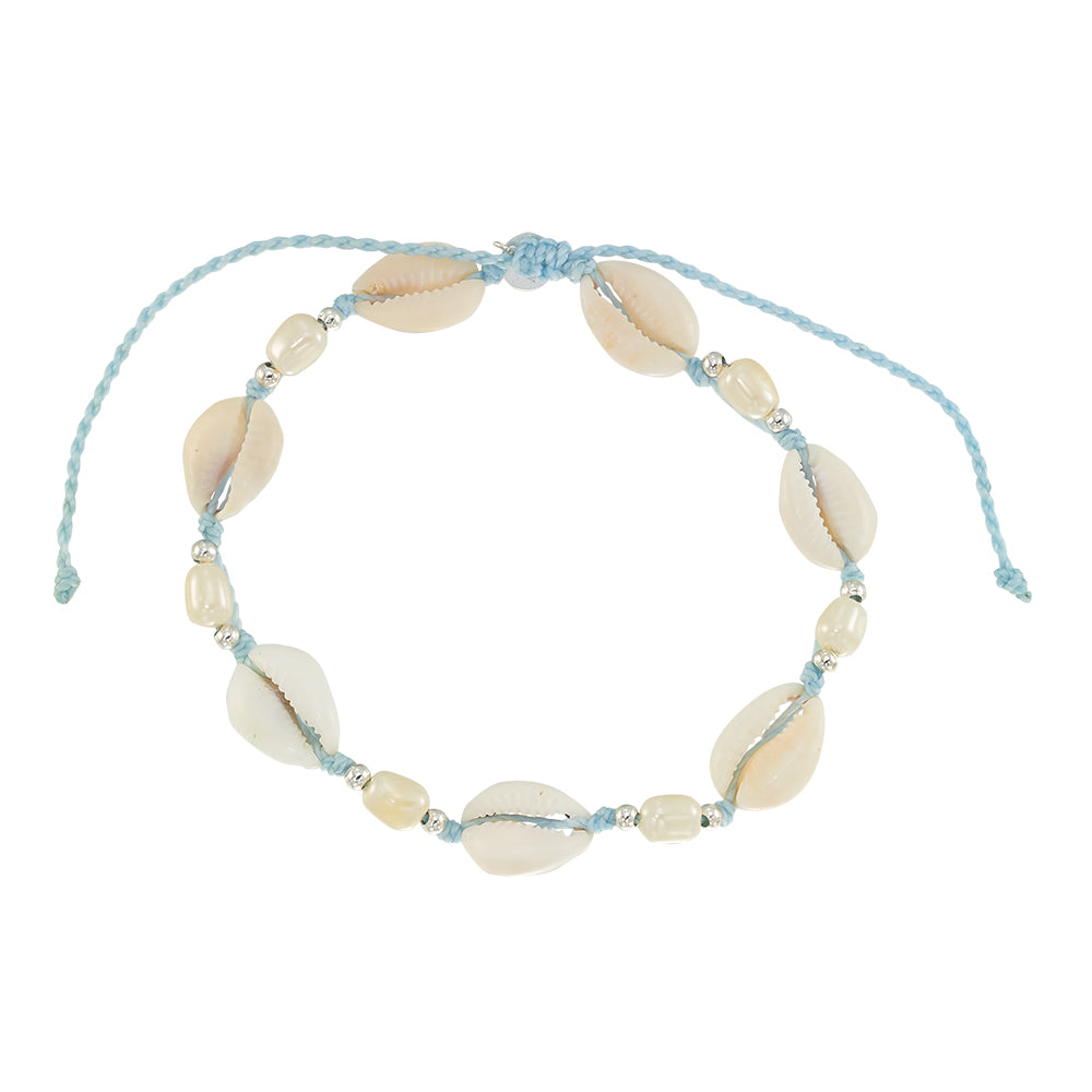 Adjustable Cowrie Shell and Pearl Anklet