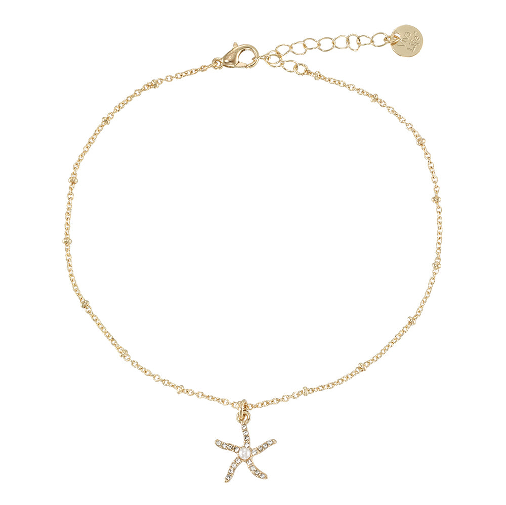 Crystal Starfish Pearl Anklet