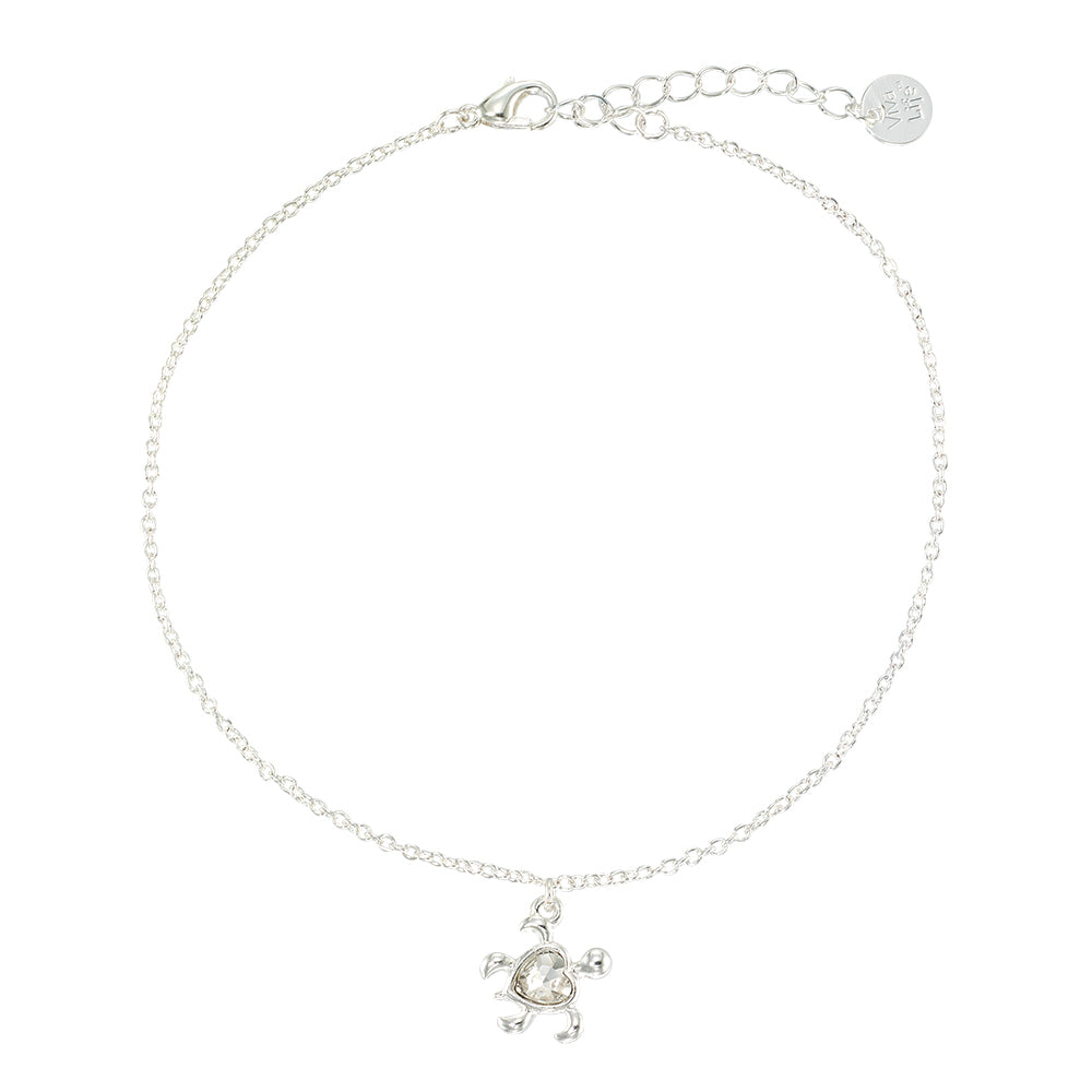 Crystal Heart Turtle Anklet