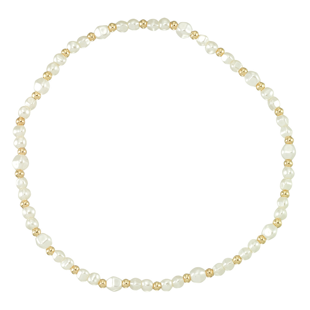 Faux Pearl Metal Bead Anklet
