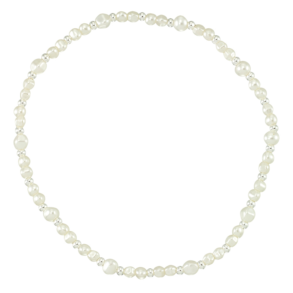 Faux Pearl Metal Bead Anklet
