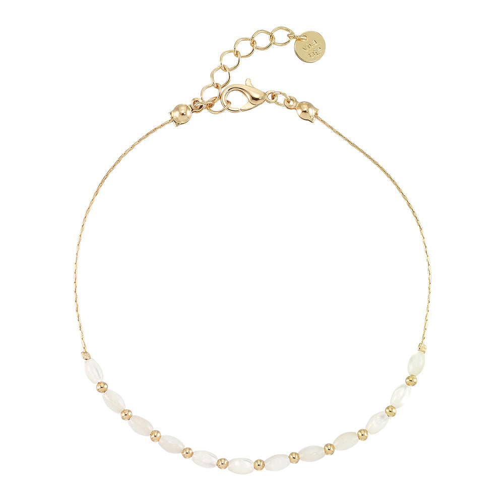 Oval Mother of Pearl Beaded Anklet