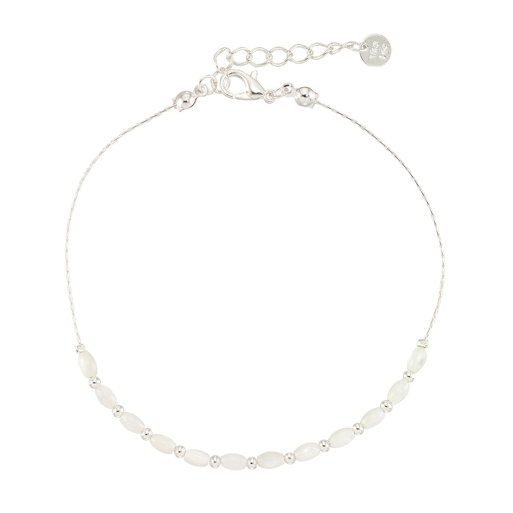 Oval Mother of Pearl Beaded Anklet