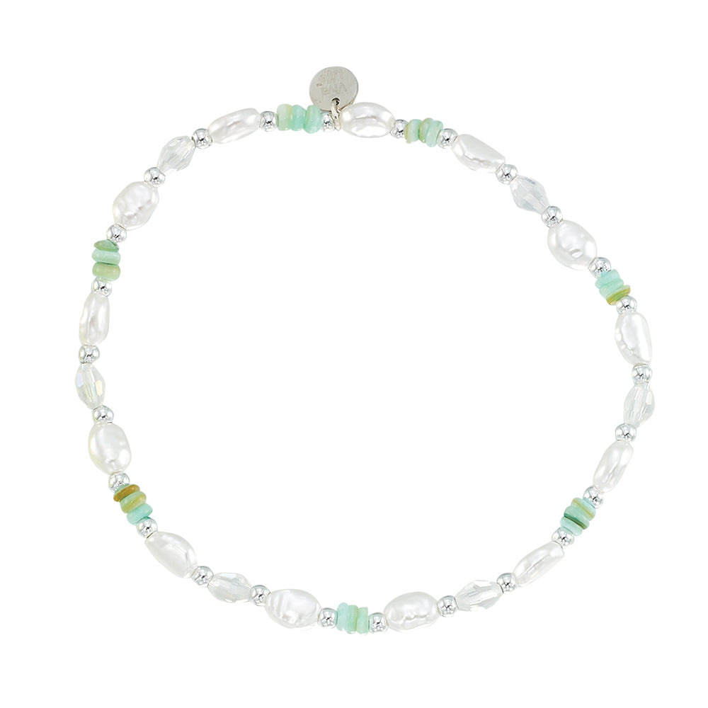 Pearl and Shell Chip Stretch Anklet