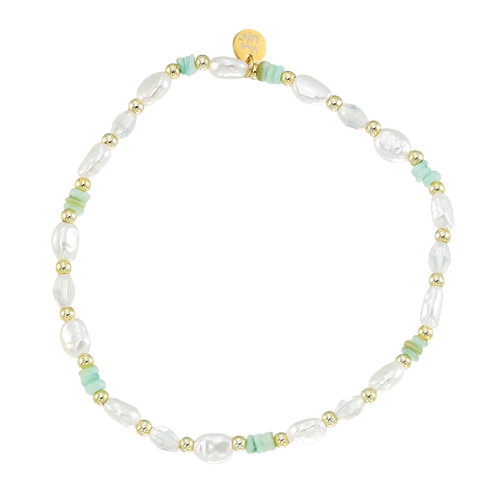 Pearl and Shell Chip Stretch Anklet