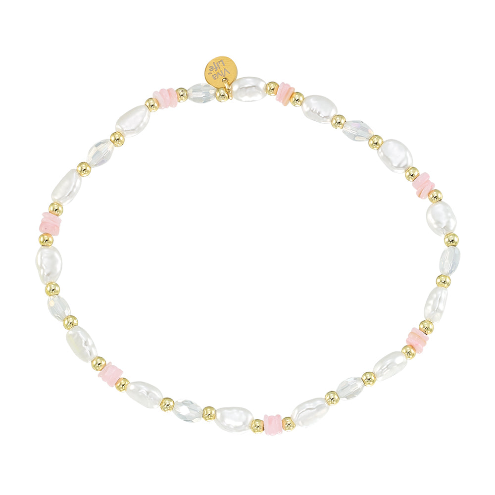 Pearl and Shell Chip Stretch Anklet