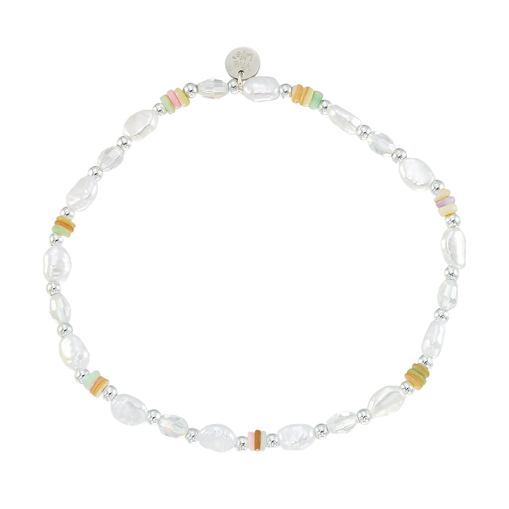 Pearl and Shell Chip Stretch Anklet